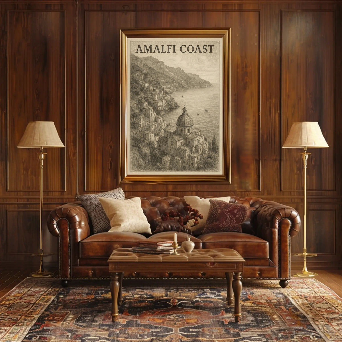 Amalfi Coast Poster Wall Art 18x24 Coastal Landscape