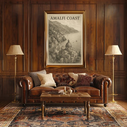 Amalfi Coast Poster Wall Art 18x24 Coastal Landscape