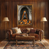 Skeleton Figure with Pumpkins Halloween Autumn Poster