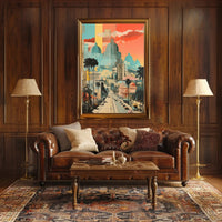 Urban Vibrance: Classic Meets Modern Architectural Travel Poster