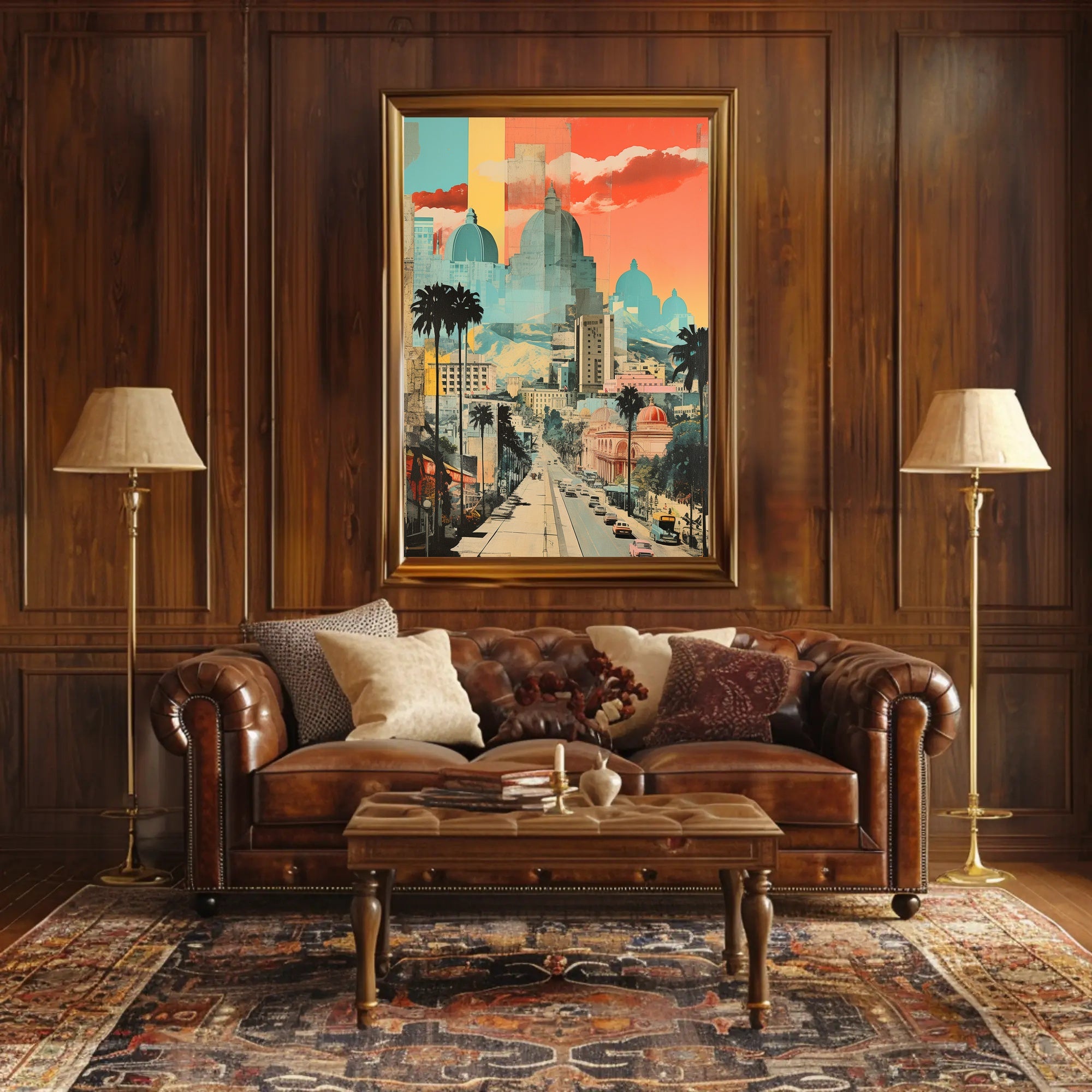 Urban Vibrance: Classic Meets Modern Architectural Travel Poster