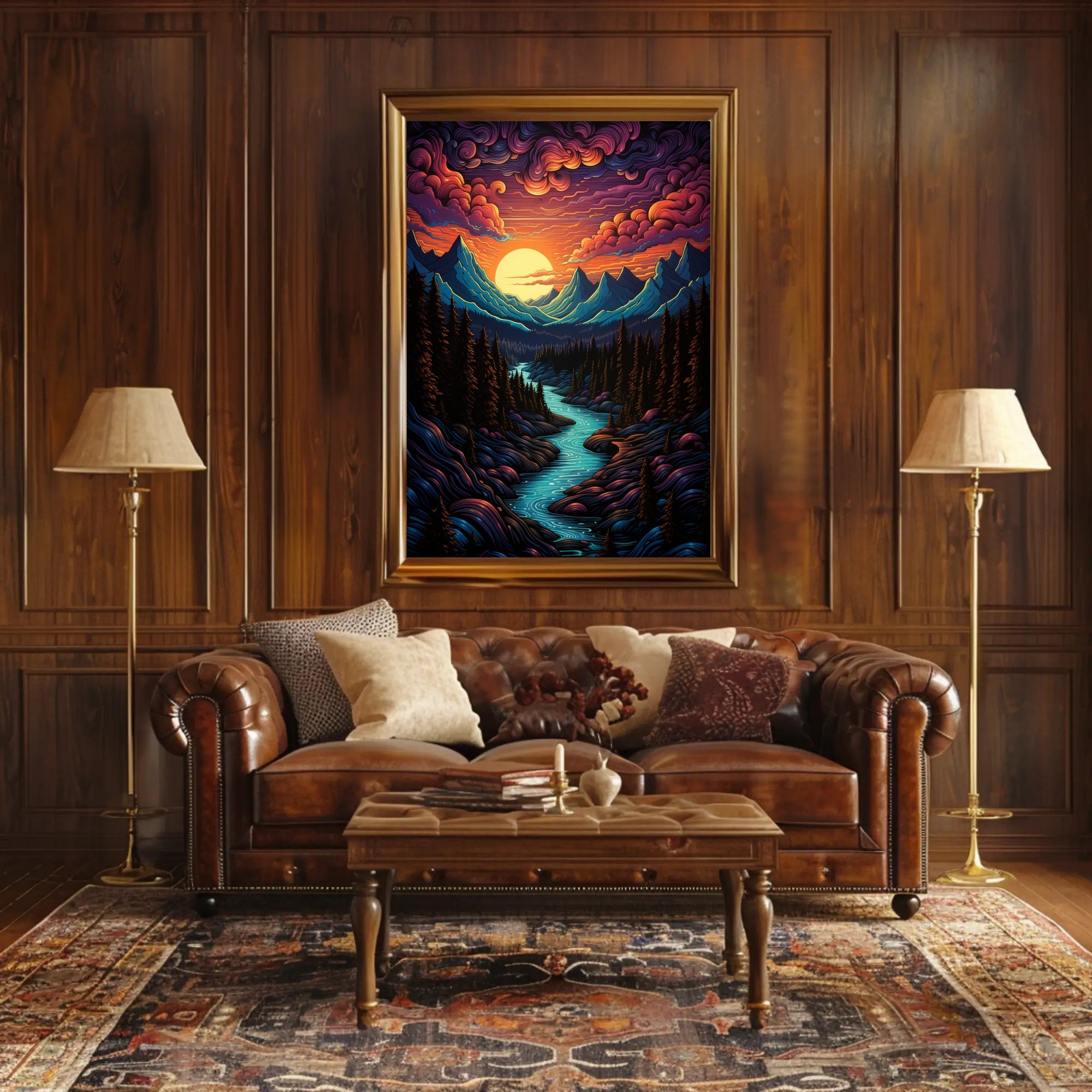 Majestic Mountain Sunset Poster PosterGoat