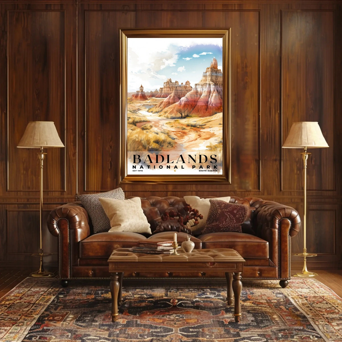 Badlands Watercolor Wall Art Poster