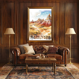Badlands Watercolor Wall Art Poster