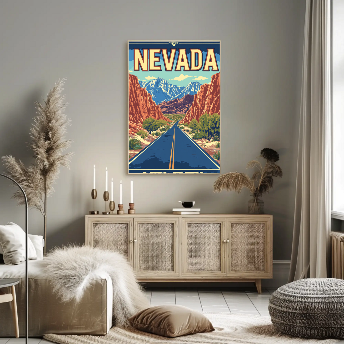 Nevada Landscape Vintage Travel Poster
