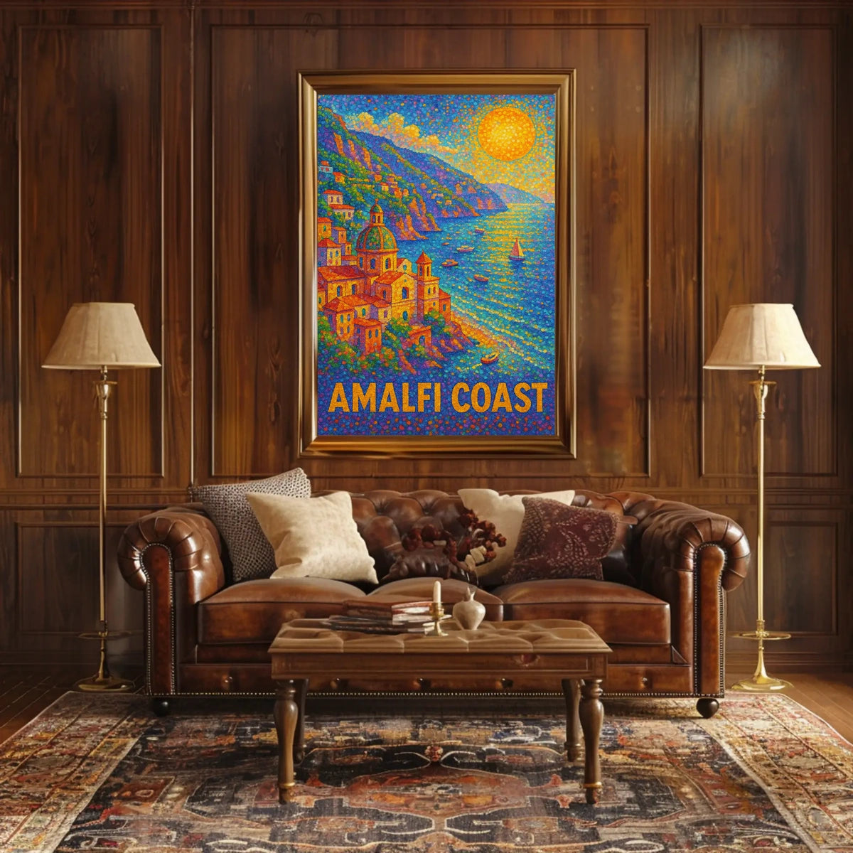 Amalfi Coast Poster Wall Art for Coastal Home Decor