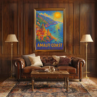 Amalfi Coast Poster Wall Art for Coastal Home Decor