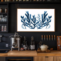Abstract Blue Seaweed Minimalist Art Poster