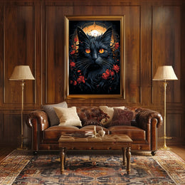 Exquisite Black Cat with Mesmerizing Eyes Animal Poster