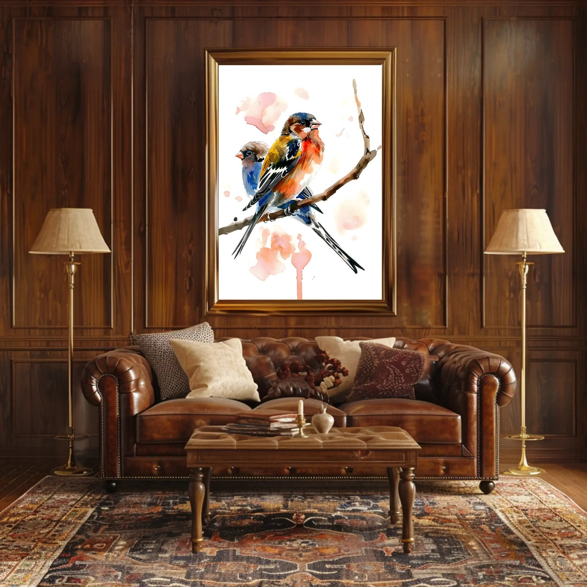 Vibrant Birds on a Branch Poster