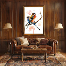 Vibrant Birds on a Branch Poster
