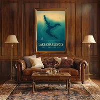 Lake Charlevoix Topographic Travel Poster
