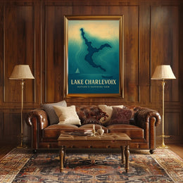 Lake Charlevoix Topographic Travel Poster