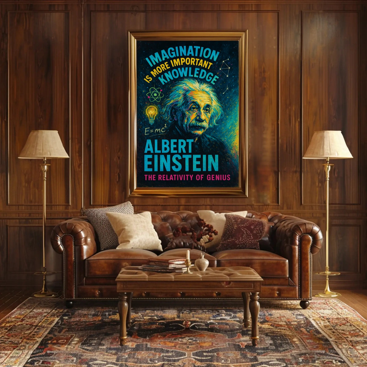 Albert Einstein Imagination Knowledge Inspirational Poster Art