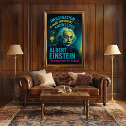 Albert Einstein Imagination Knowledge Inspirational Poster Art