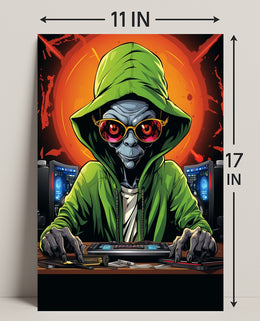 Alien Hacker In Action Poster