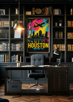 Houston Texas Rocket City Skyline Art Poster