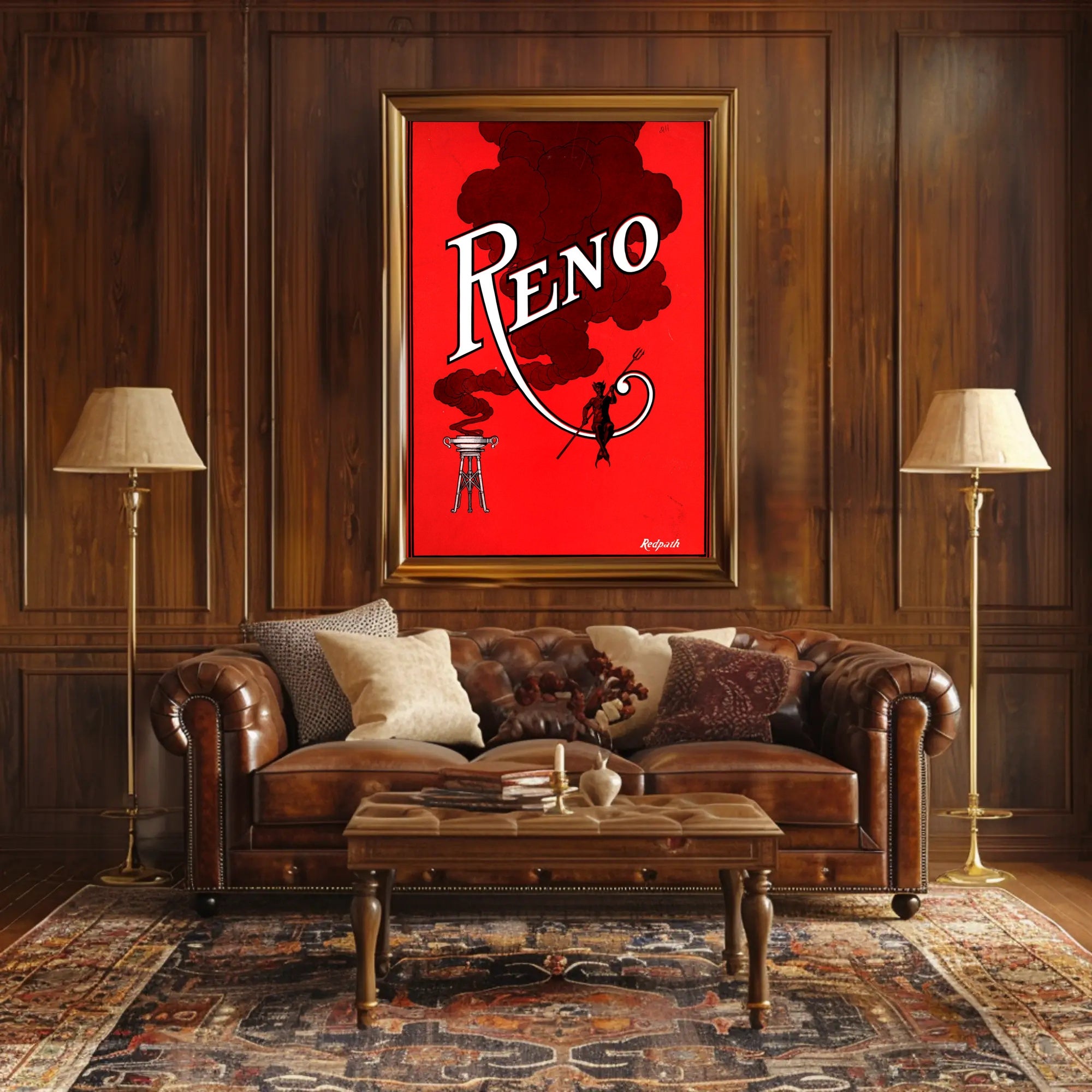 Devilish Reno Art Deco Vintage Travel Poster