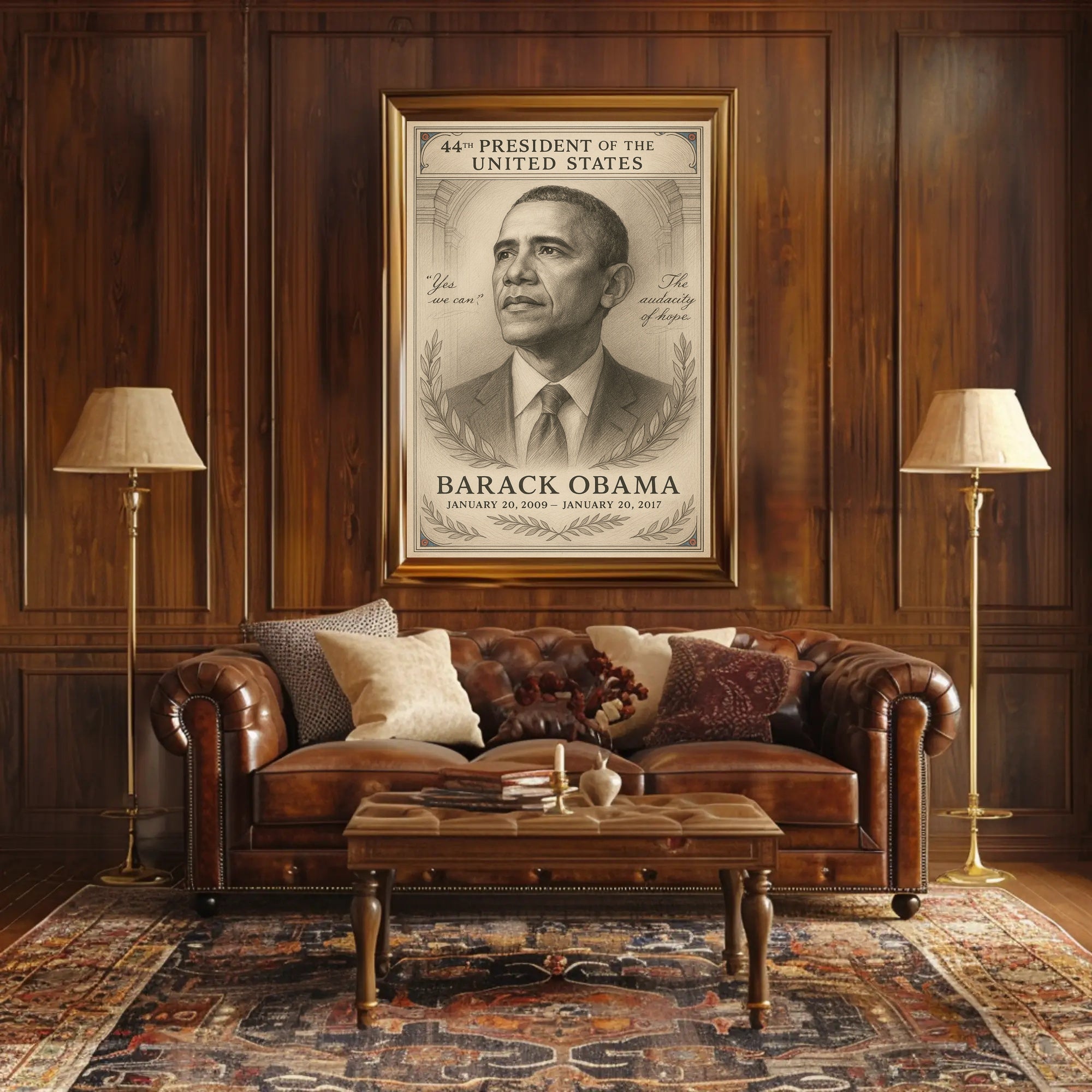 Barack Obama 44th President Sketch Poster Art Print PosterGoat