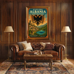 Albania Scenic Landscape Vintage Architecture Traditions Poster
