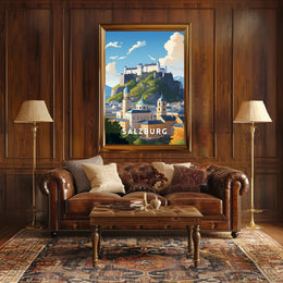 Salzburg Fortress Scenic Print Travel Poster