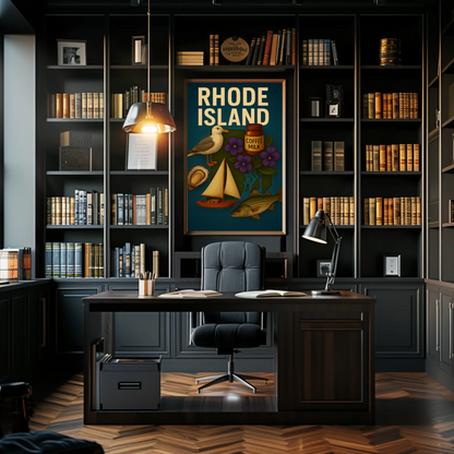 Rhode Island Icons Coffee Milk Sailboat State Pride Travel Poster Travel Poster