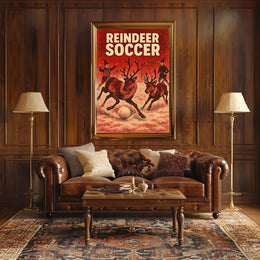 Reindeer Soccer Festive Vintage Holiday Art Poster