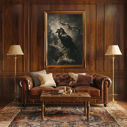 The Watchful Raven Art Print Poster for Home Decor and Nature Lovers PosterGoat