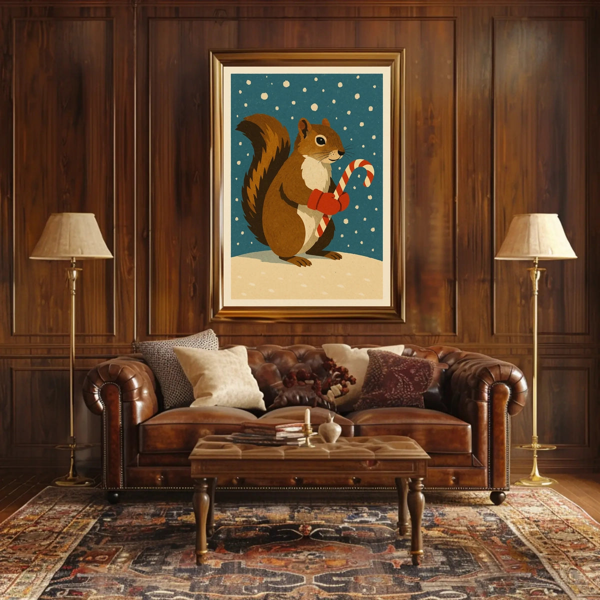 Squirrel Candy Cane Poster