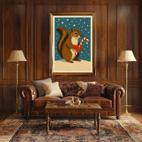 Squirrel Candy Cane Poster