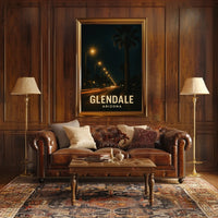 Glendale Night Lights Urban Photography Poster
