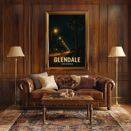 Glendale Night Lights Urban Photography Poster