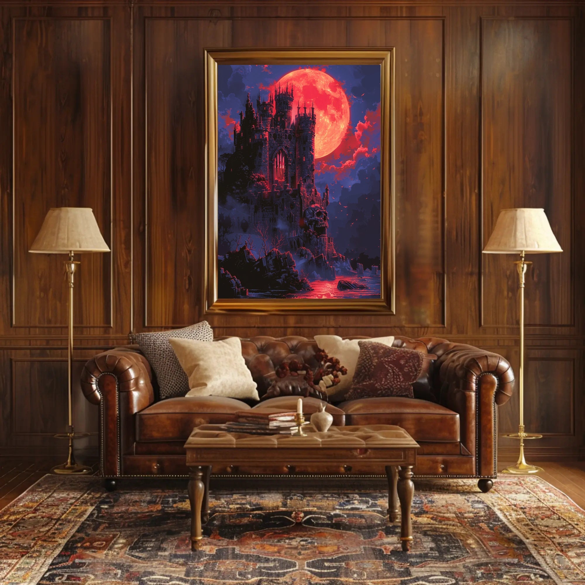 Blood Moon Castle Art Print Poster for Home Decor PosterGoat
