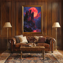 Blood Moon Castle Art Print Poster for Home Decor PosterGoat