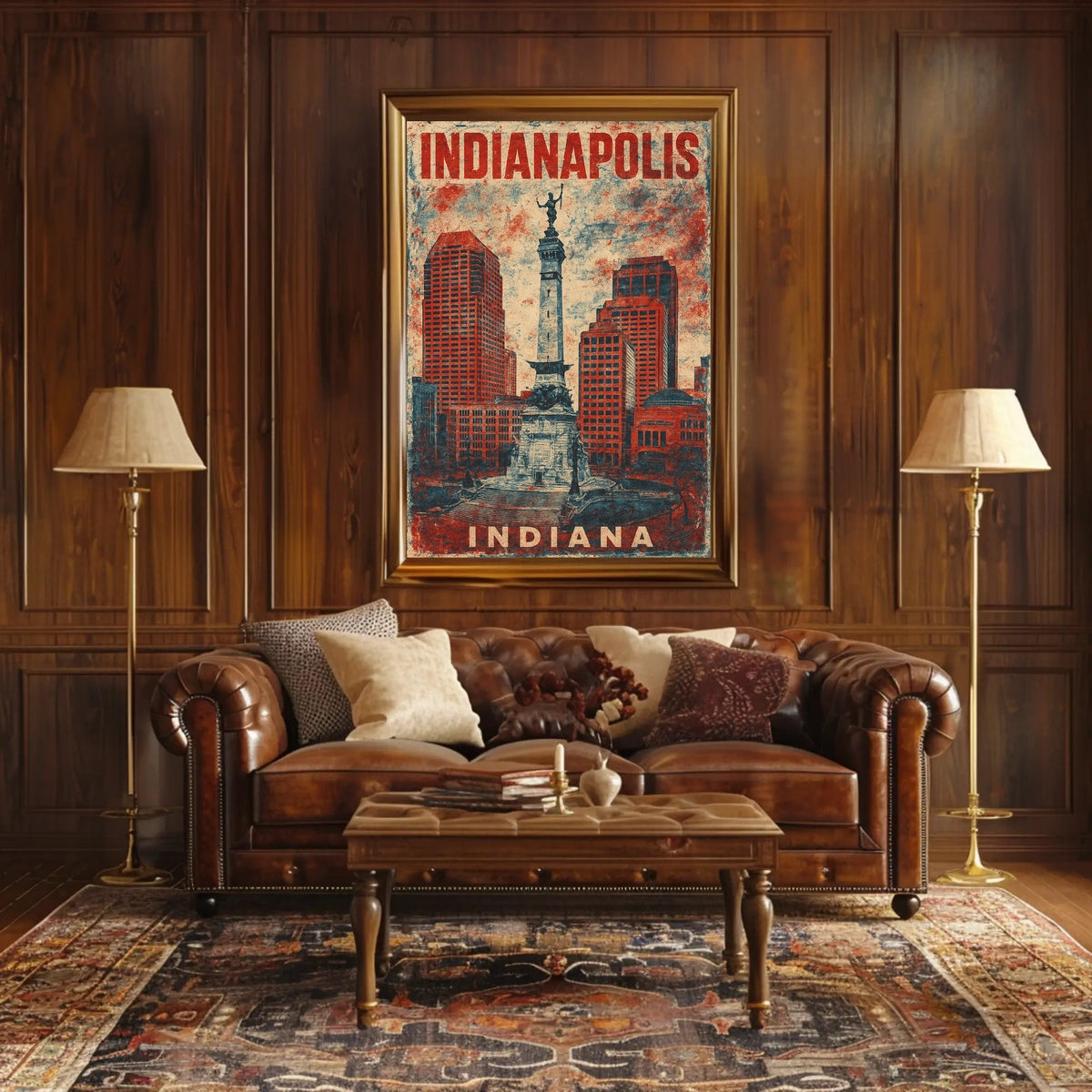 Indianapolis Monument Cityscape Retro Patriotic Poster