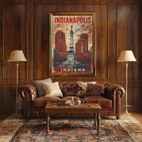 Indianapolis Monument Cityscape Retro Patriotic Poster