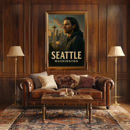 Seattle Skyline Portrait Poster