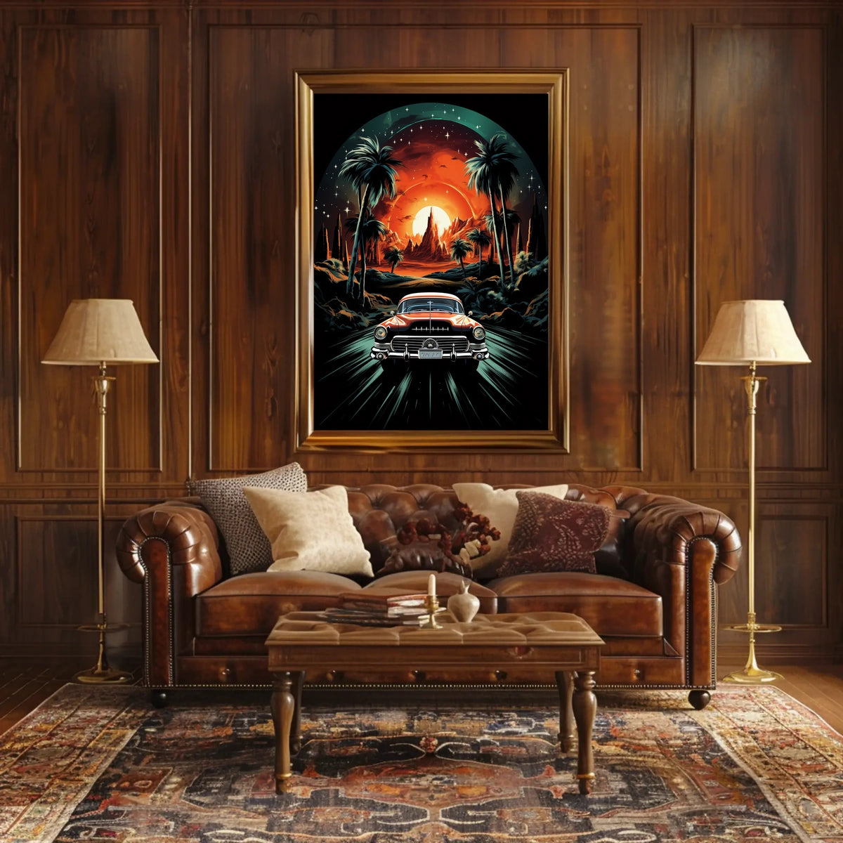 Retro Drive into the Sunset Poster