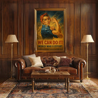 Empowerment in WWII Vintage Strong Woman Poster
