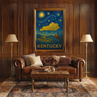 Kentucky Horse and Starry Night Artistic Poster