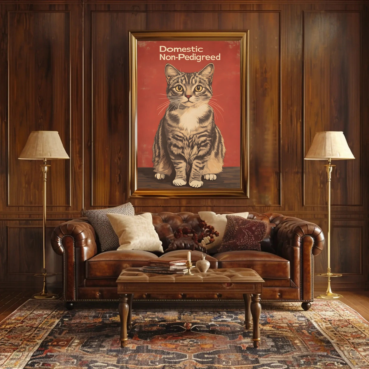 Domestic Non Pedigreed Cat Portrait Realistic Style Poster