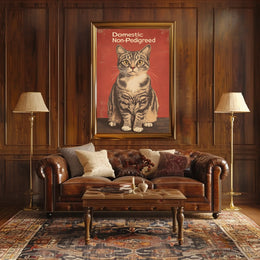 Domestic Non Pedigreed Cat Portrait Realistic Style Poster