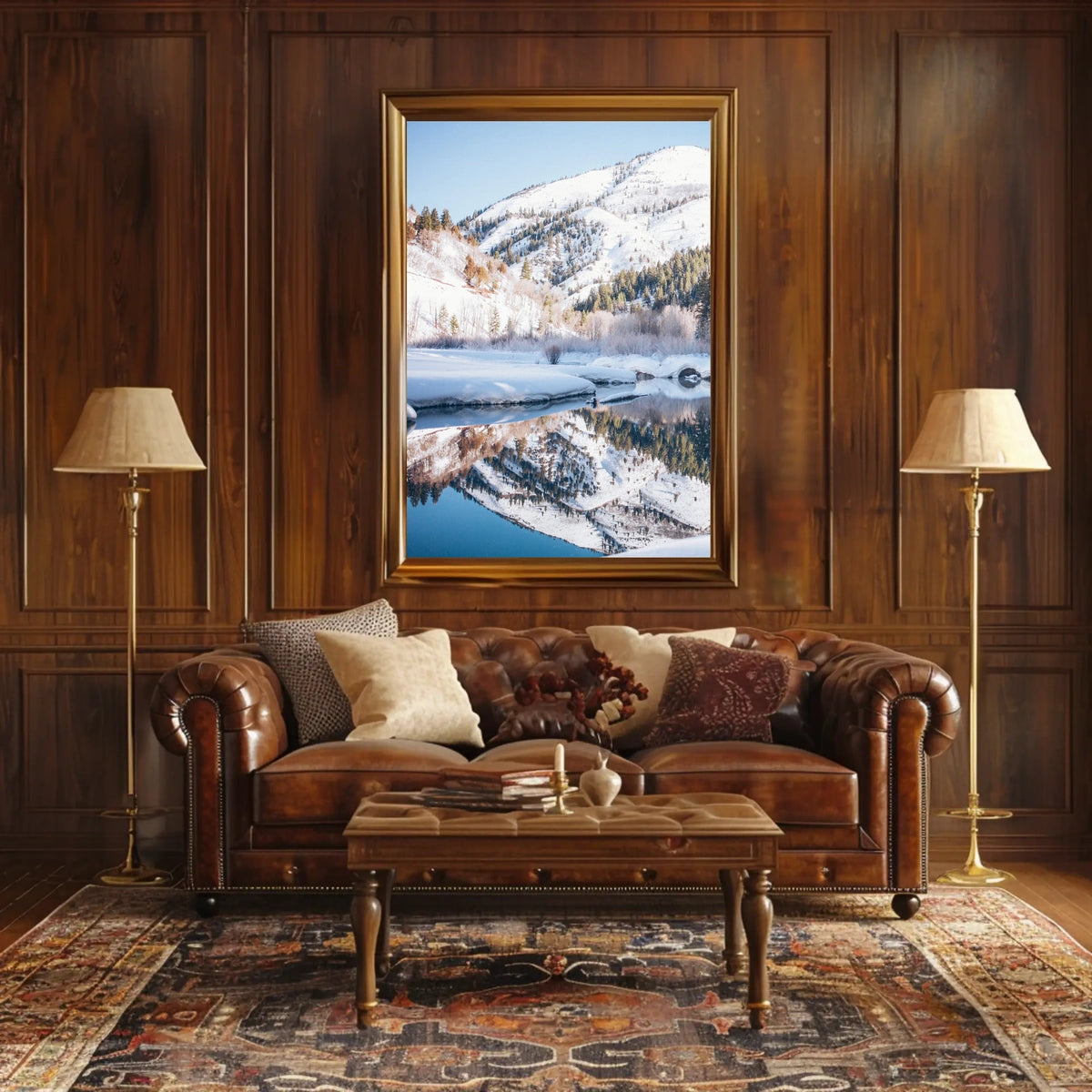 Serene Winter Mountain Reflection National Park Poster