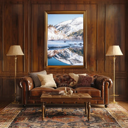 Serene Winter Mountain Reflection National Park Poster