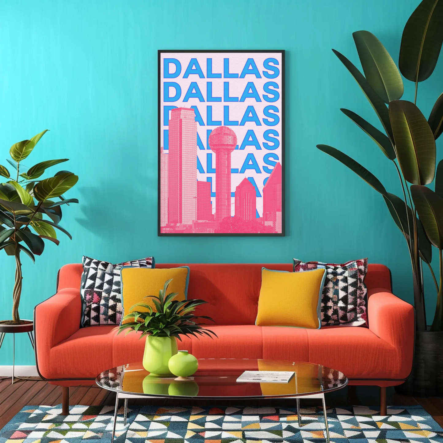 Dallas Texas Skyline Poster Retro Travel Poster