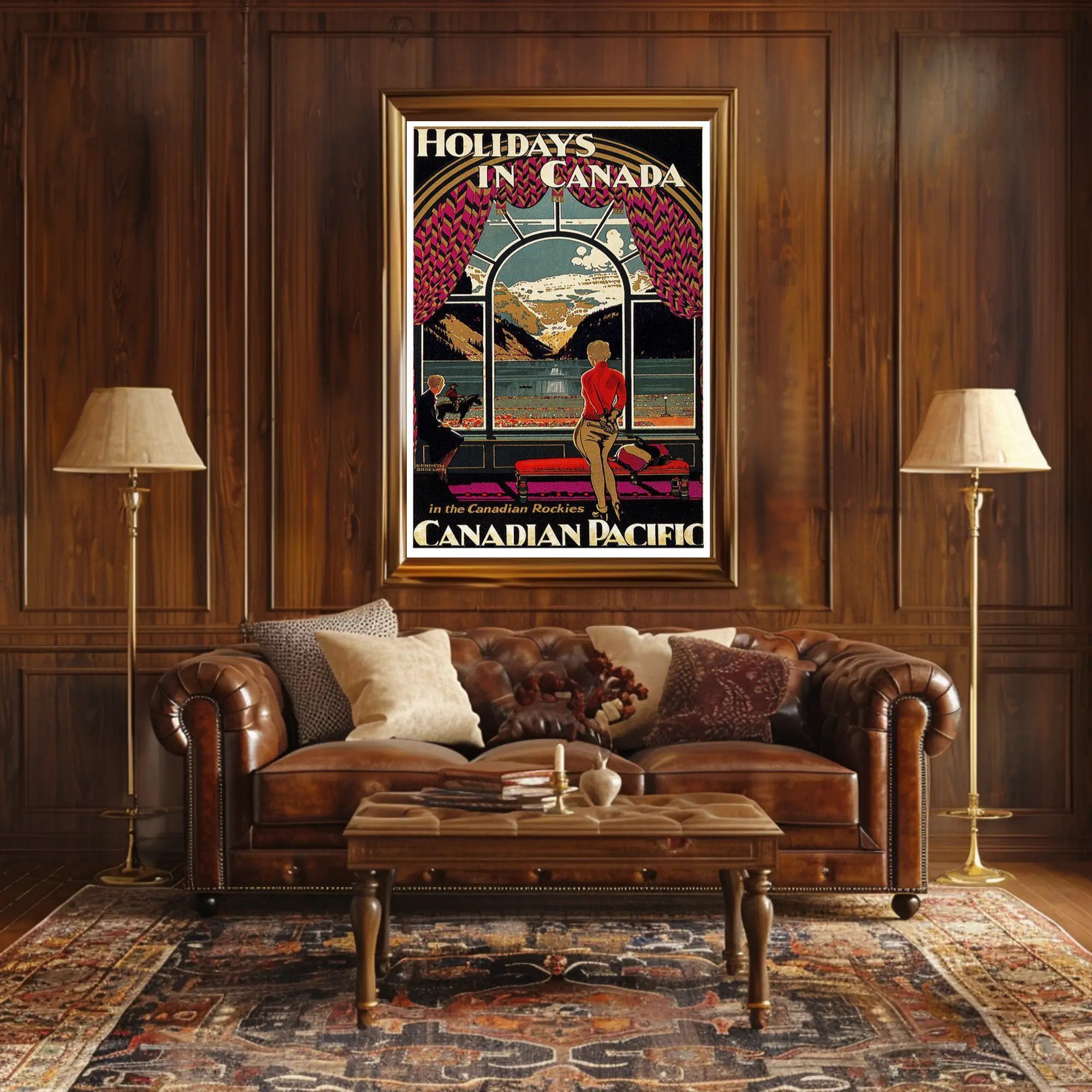 Canadian Rockies Vintage Travel View, Inviting Adventure Travel Poster PosterGoat