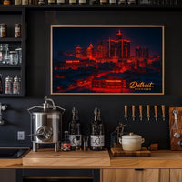Detroit Skyline at Night Poster