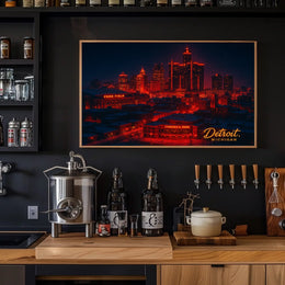 Detroit Skyline at Night Poster