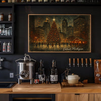 Holiday Skating in Detroit Poster