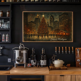 Holiday Skating in Detroit Poster